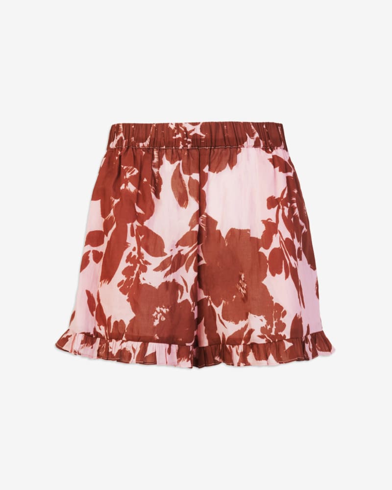 Front of a size 3X Marley Short in Peony/Brandy Shadow Bloom by Tanya Taylor. | dia_product_style_image_id:322359